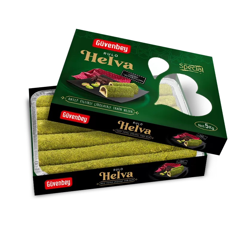 GUVENBEY Antep Fıstıklı Çikolatalı Special Rulo Tahin Helva Display