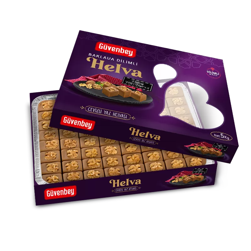 GUVENBEY Cevizli Yaz Helvası Baklava Dilim Tahin Helva Display 5kg