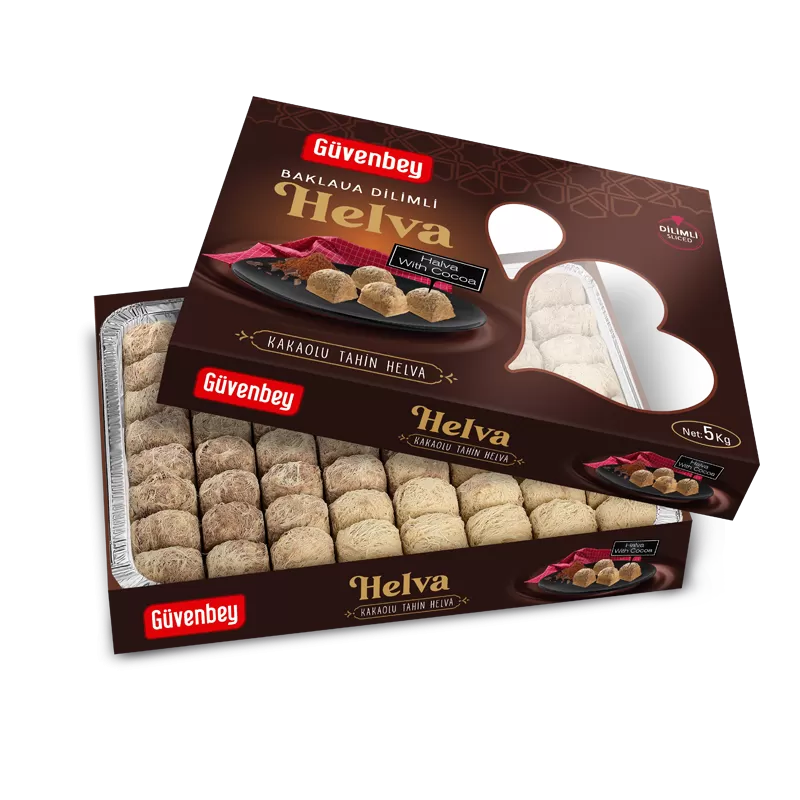 GUVENBEY Kakaolu Baklava Dilim Tahin Helva Display 5kg
